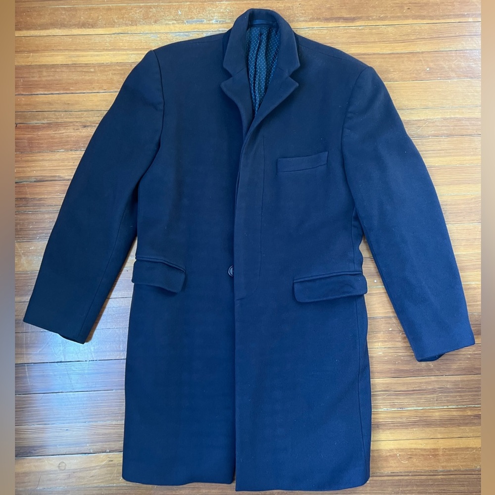 Navy Blue Cashmere Topcoat 38R